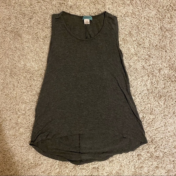 Tops - Gray Sleeveless High Low Flowy Tank Top